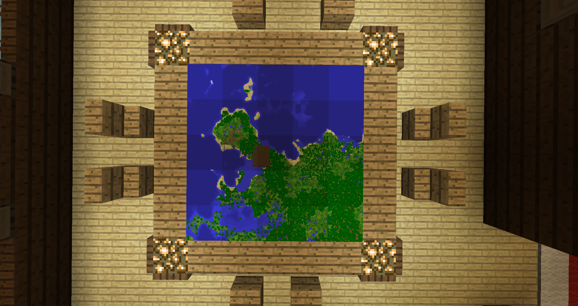 Карта Minecraft в деревянной комнате